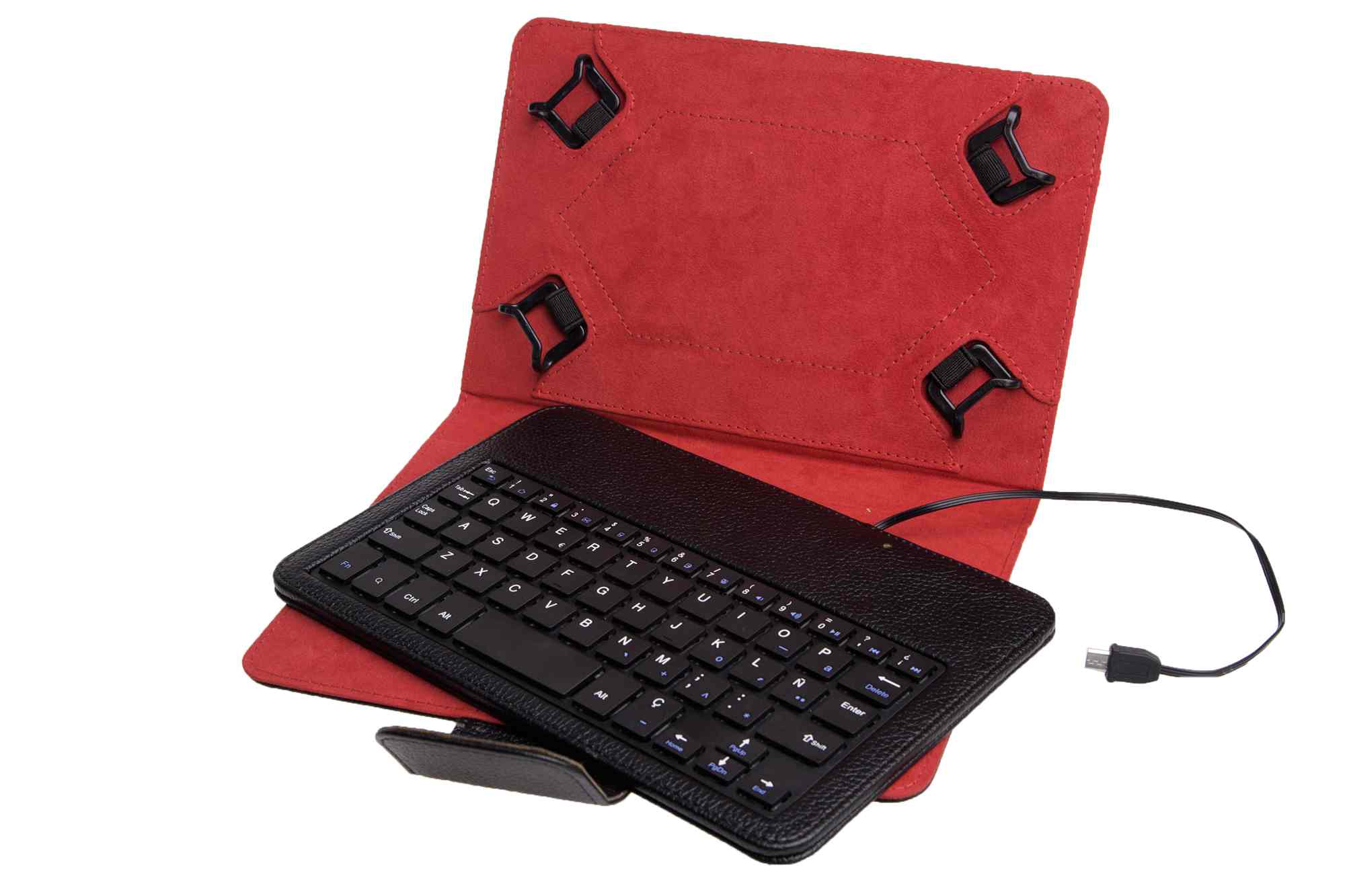 Funda Universal Teclado Con Cable Phoenix Para Tablet Ebook 7 8  Negra Mini Usb